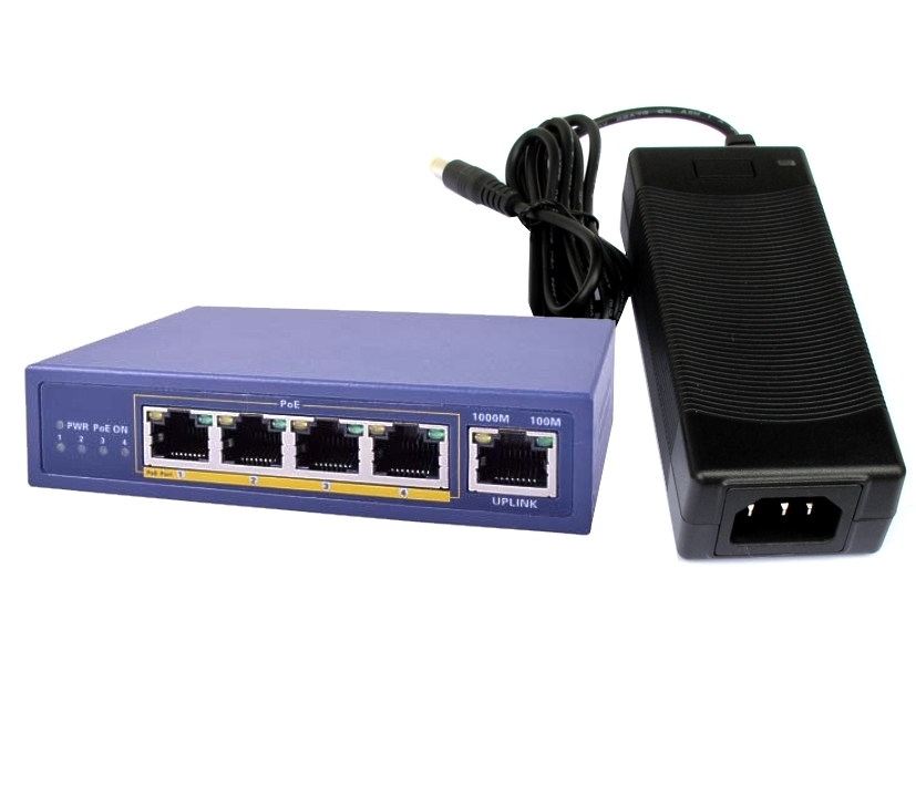 LAN RJ45 PoE Switch 5Port davon 4xPoE 10-100-1000Mbit Gigabit 96Watt