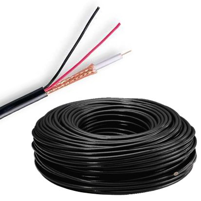 100m Kamerakabel Multikabel 1xKoax 2xStrom mit 0,5qmm Schwarz