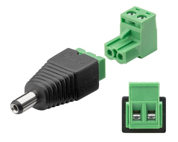 Adapter Hohlstecker 5,5x2,1mm auf Klemme Schraubanschluss 2Draht Adapter